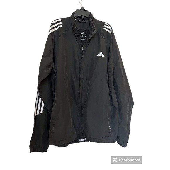 Adidas lightweight black 3 stripe jacket‎ size L - Picture 1 of 5